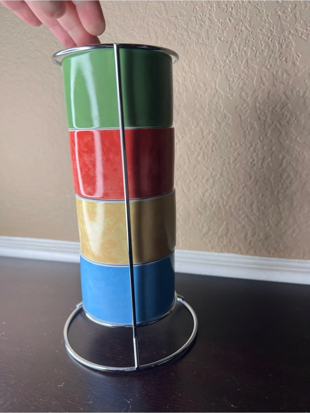Vintage 2000s Pier 1 Dog Mug Set w Stand 4 Stoneware Cups